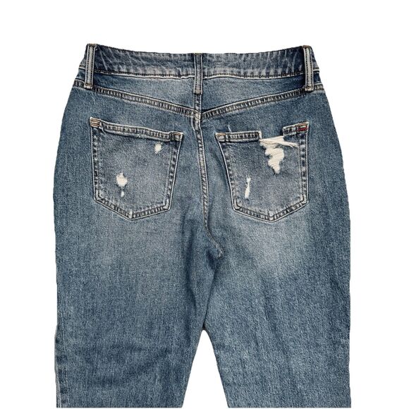 Edgely 90s Taper High Rise Jeans 6 Short (28x27) Blue Distressed Denim Womens - Picture 12 of 13